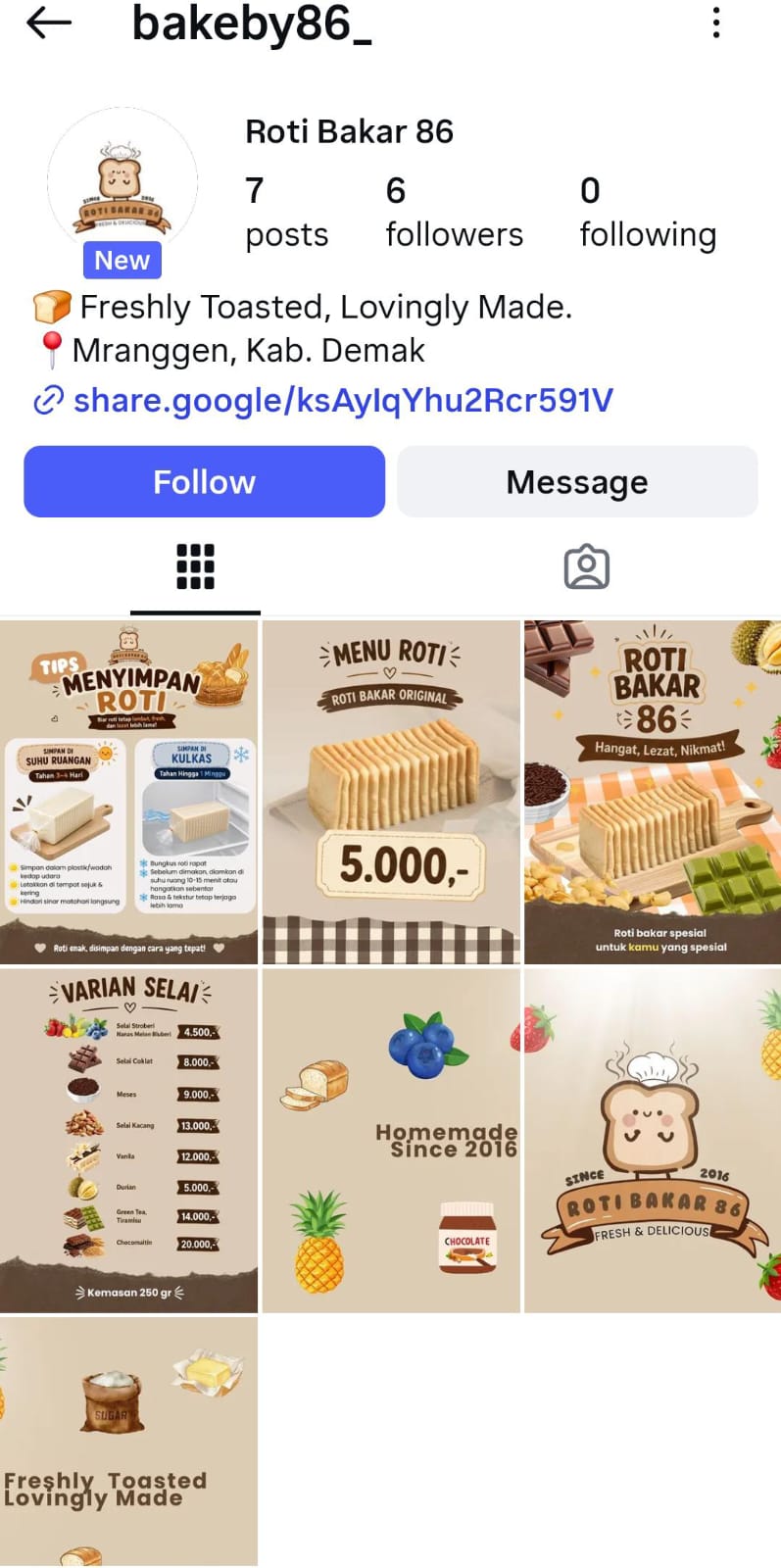 Pengelolaan Media Sosial & Branding UMKM Roti Bakar 86